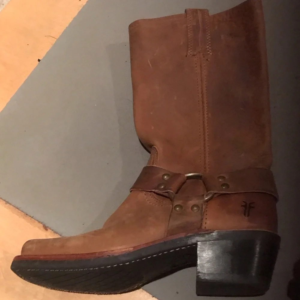 Frye Brown Leather Harness Ankle Booties - Picture 7 of 12